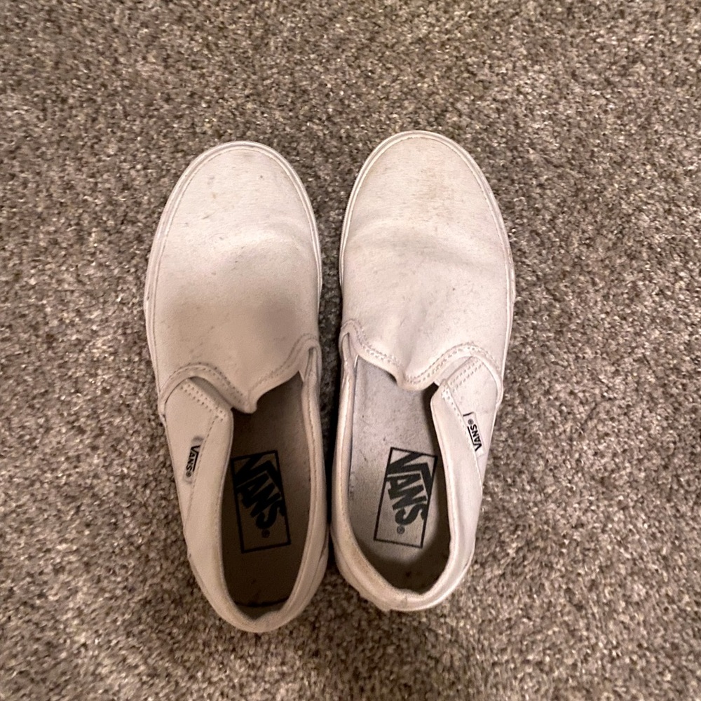 White slip-on vans, size 7